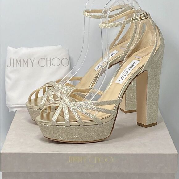 Jimmy Choo Isra 120MM Glitter Platform Sandals size 42 - Picture 11 of 13